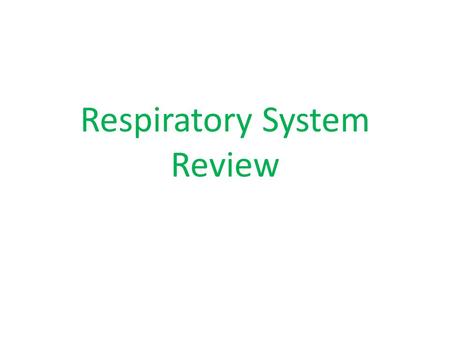 Respiratory System Review