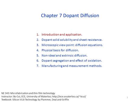 Chapter 7 Dopant Diffusion