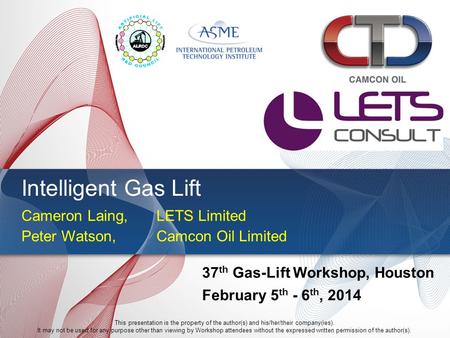 Intelligent Gas Lift Cameron Laing, LETS Limited