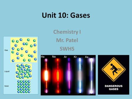 Chemistry I Mr. Patel SWHS