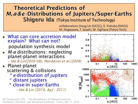 IAU Symposium 276 The Astrophysics of Planetary Systems: Formation, Structure, and Dynamical Evolution Torino, Oct 11, 2010 What can core accretion model.