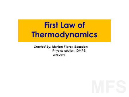 First Law of Thermodynamics