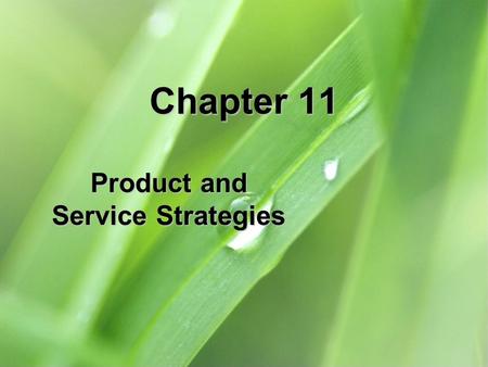 Product and Service Strategies