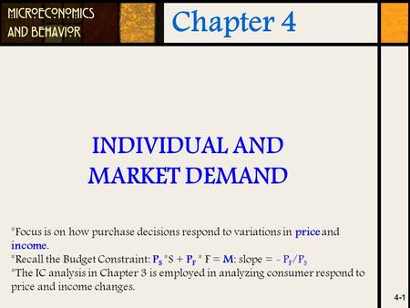 INDIVIDUAL AND MARKET DEMAND