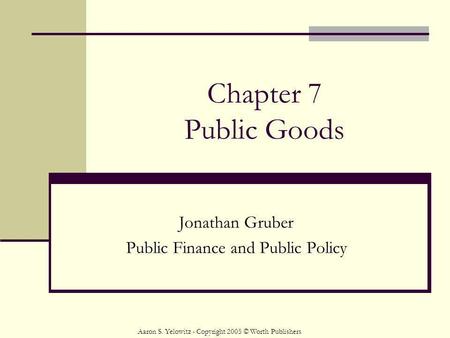 Jonathan Gruber Public Finance and Public Policy