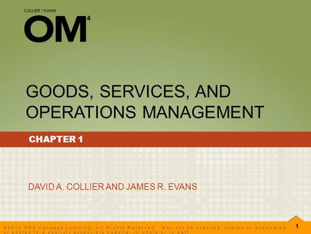 GOODS, SERVICES, AND OPERATIONS MANAGEMENT