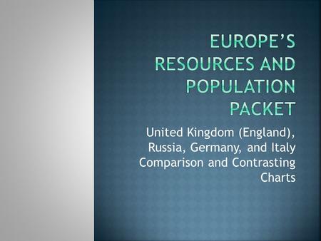 United Kingdom (England), Russia, Germany, and Italy Comparison and Contrasting Charts.