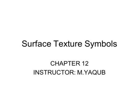 Surface Texture Symbols