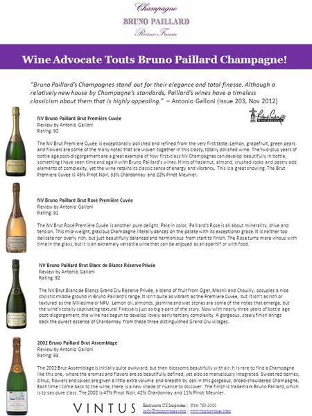 Exclusive US Importer | (914) 769-3000 |  NV Bruno Paillard Brut Première.