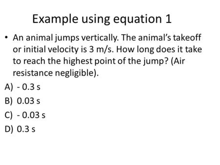 Example using equation 1