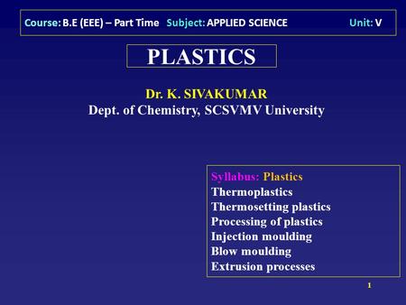 Dept. of Chemistry, SCSVMV University