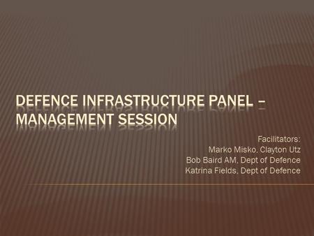 Defence infrastructure panel – management session