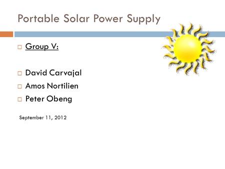 Portable Solar Power Supply