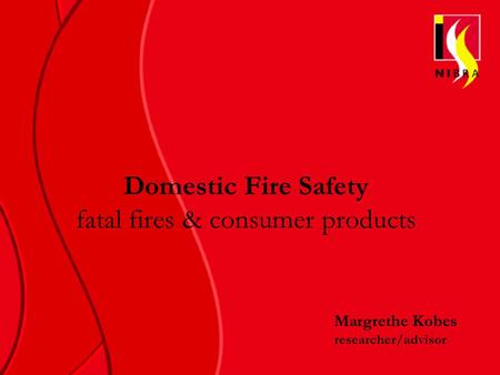 Domestic Fire Safety fatal fires & consumer products Margrethe Kobes researcher/advisor.