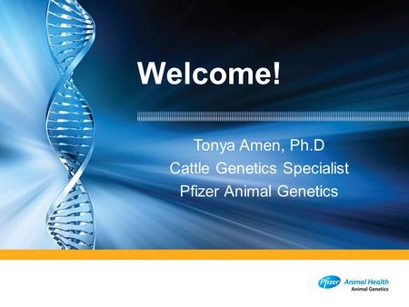 Tonya Amen, Ph.D Cattle Genetics Specialist Pfizer Animal Genetics