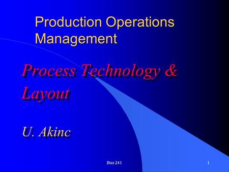 Production Operations Management