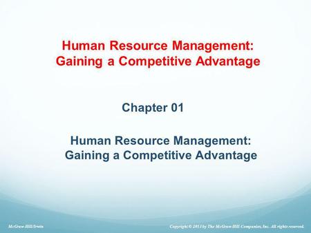 Human Resource Management: Gaining a Competitive Advantage