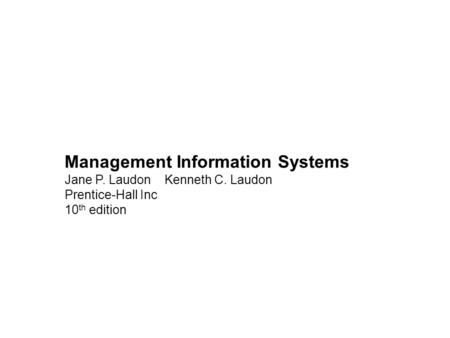 Management Information Systems