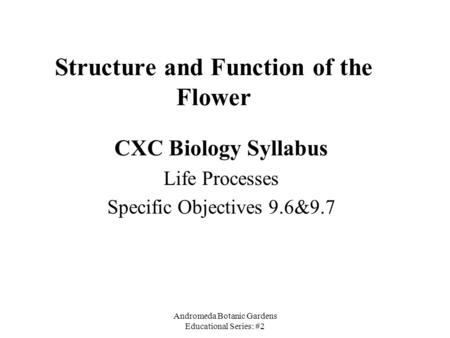 Structure and Function of the Flower