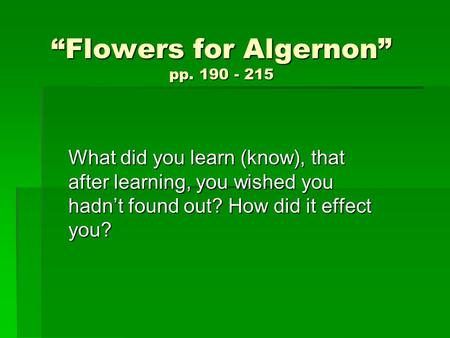 “Flowers for Algernon” pp