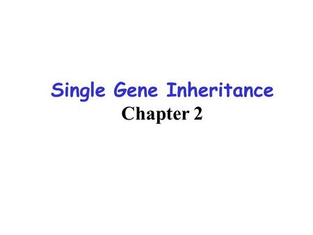 Single Gene Inheritance