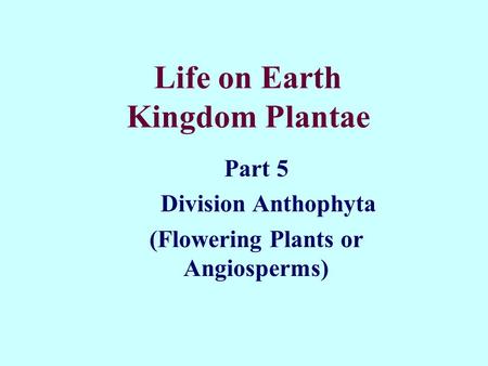 Life on Earth Kingdom Plantae