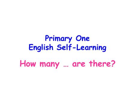 Primary One English Self-Learning