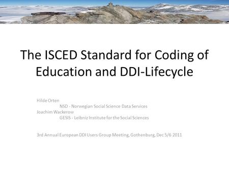 The ISCED Standard for Coding of Education and DDI-Lifecycle