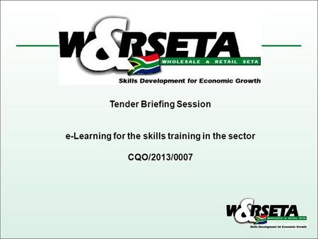 Tender Briefing Session e-Learning for the skills training in the sector CQO/2013/0007.