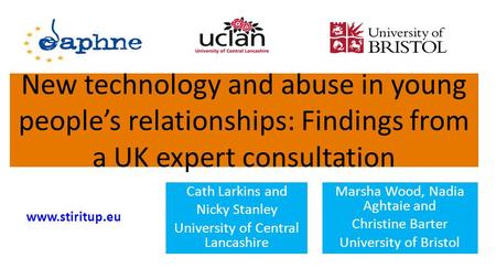 New technology and abuse in young peoples relationships: Findings from a UK expert consultation Marsha Wood, Nadia Aghtaie and Christine Barter University.