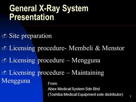 General X-Ray System Presentation