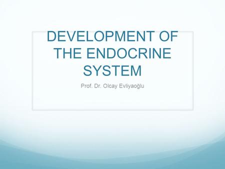 DEVELOPMENT OF THE ENDOCRINE SYSTEM