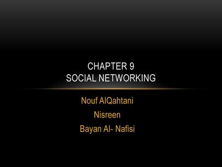 Chapter 9 social networking