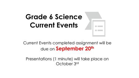 Grade 6 Science Current Events