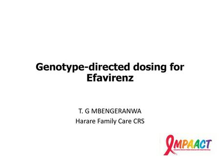 Genotype-directed dosing for Efavirenz