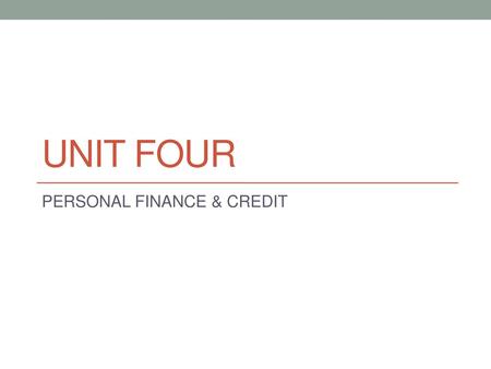 PERSONAL FINANCE & CREDIT