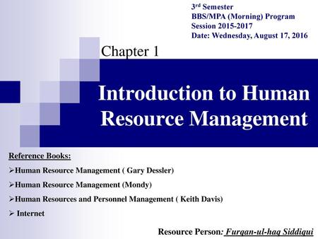 Introduction to Human Resource Management