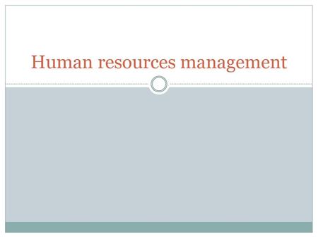 Human resources management