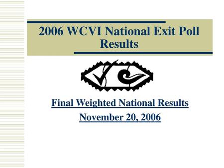 2006 WCVI National Exit Poll Results