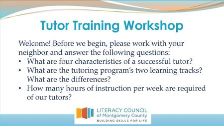 Tutor Training Workshop