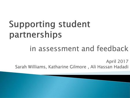 Supporting student partnerships