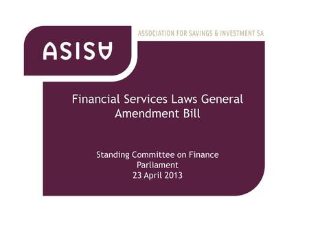 Financial Services Laws General Amendment Bill