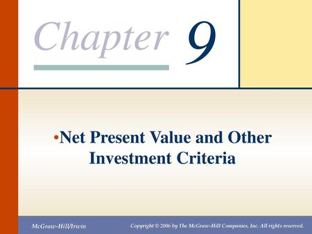 Net Present Value and Other Investment Criteria