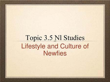 Lifestyle and Culture of Newfies