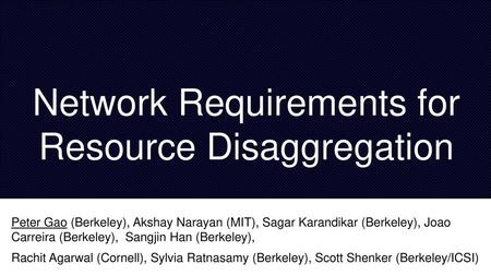 Network Requirements for Resource Disaggregation