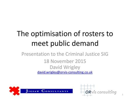 The optimisation of rosters to meet public demand