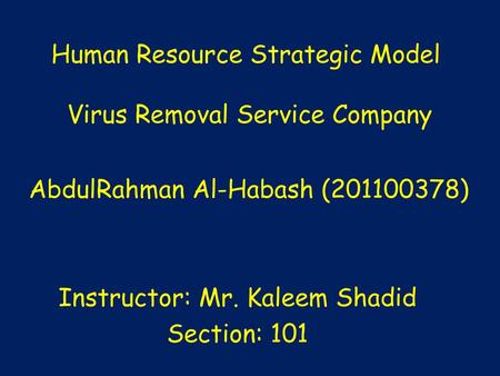 Human Resource Strategic Model Virus Removal Service Company