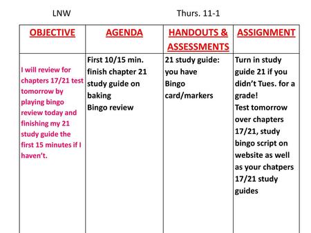 HANDOUTS & ASSESSMENTS