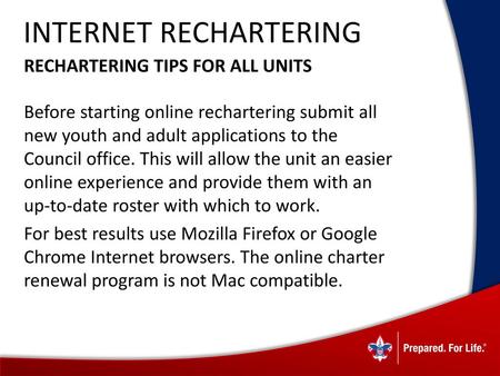 INTERNET RECHARTERING