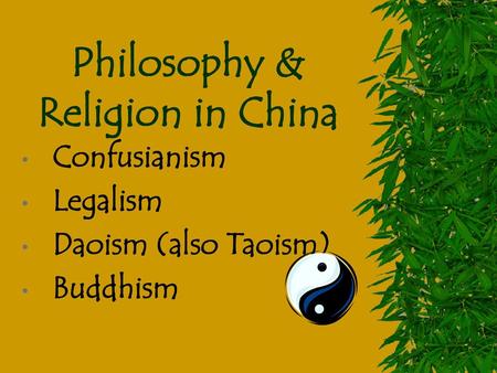 Philosophy & Religion in China